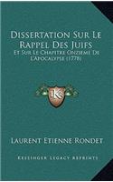 Dissertation Sur Le Rappel Des Juifs