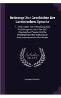 Beitraege Zur Geschichte Der Lateinischen Sprache