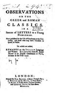 Observations on the Greek and Roman Classics: (English)