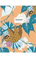 Sloth Notebook - 8.5 X 11 Lined Journal: Ruled, Large, Soft Cover. Cute Animal Design in Turquoise and Peach