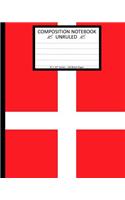 Unruled Composition Notebook 8" x 10". 120 Pages. Danish Flag