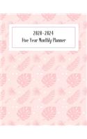 2020-2024 Five Year Monthly Planner: Pink Cover Design.60 Months Calendar, 5 Year Monthly Appointment Notebook, Agenda Schedule Organizer.