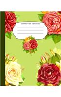 Composition Notebook: 7.5X9.25 Inch 109 Pages Roses Half Blank Half Wide Ruled School Exercise Book With Picture Space For Adults and Kids Draw And Write Your Own Stories