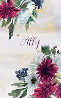 Ally: Personalized Journal Gift Idea for Women (Burgundy and White Mums)