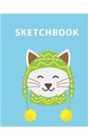 Sketchbook: A Cute Cat Kawaii Sketchbook for Kids: 100 Pages of 8.5" x 11" Large Blank Paper for Drawing, Doodling Painting or Sketching