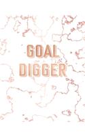 Goal Digger: Inspirational Quote Notebook, Trendy White Marble and Rose Gold 8 x 10, 120 College Ruled Pages