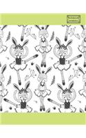 Notebook: Bunny ballet dance on green cover and Dot Graph Line Sketch pages, Extra large (8.5 x 11) inches, 110 pages, White paper, Sketch, Notebook journal