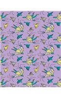 Sketch Journal: Flying (Purple) 8x10 - Pages Are Lightly Lined with Extra Wide Right Margins for Sketching, Drawing, and Writing