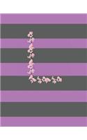 L: Monogram Notebook with initial for women and girls with a Japanese Cherry Blossom letter Size 8.5x11