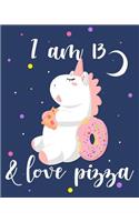 I Am 13 & Love Pizza: Funny Fat Unicorn Eating Pizza Notebook Girls 7th Birthday Gift Writing and Drawing Journal Diary Gift for Teenage Girl