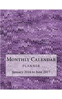 Monthly Calendar PLANNER: January 2016 to June 2017