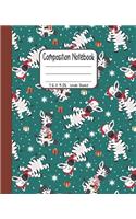 Composition Notebook: 7.5x9.25 Wide Ruled - Christmas Zebra with Gifts