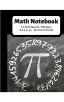 Math Notebook: 1/2 inch Square Graph Paper for Students and Kids, 100 Sheets (Large, 8.5 x 11)(7 Graph Paper Notebooks)
