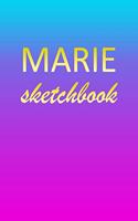 Marie: Sketchbook - Blank Imaginative Sketch Book Paper - Pink Blue Gold Custom Letter M Personalized Cover - Teach & Practice Drawing for Experienced & As