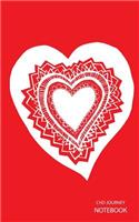 CHD Journey Notebook: White Heart, Red Background, Journal, 5 in x 8 in, 50 sheets / 100 pages, college lined