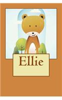 Ellie: Bear Personalized Name 100 Lined Journal Pages - Diary - 6"x 9" Large Composition Note Book Gloss Finish Paperback