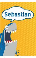 Sebastian: Personalized Shark Handwriting Practice Paper for Kids Notebook 120 Pages 6x9