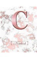 C Notebook: 100 Lined Pages, Alphabet Trendy Pink Marble Cover Notebook, Notes, Personalised With Initial, Journal, Jotter