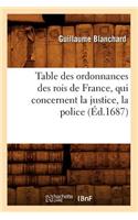 Table Des Ordonnances Des Rois de France, Qui Concernent La Justice, La Police (Éd.1687): (Sciences Sociales)