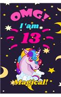 Unicorn Notebook I am 13 & Magical