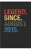 Legend Since August 2015: Blank Lined Notebook / Journal (6 X 9) - August Birthday Gift and August Anniversary Gift