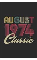 Classic August 1974: Blank Lined Notebook - Journal for August Birthday Gift Idea