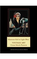 Glamour Girl in Light Blue: Vintage Art Cross Stitch Pattern
