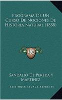 Programa De Un Curso De Nociones De Historia Natural (1858)