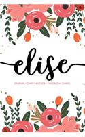 Elise: Journal - Diary - Agenda - Tagebuch - Diario: 150 pages paginas seiten pagine: Modern Florals First Name Notebook in Coral, Pink & Orange on White A