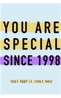 NOTEBOOK YOU ARE SPECIAL SINCE 1998 MATTE FINISH *HIGH QUALITY* 6x9 inches 120 pages