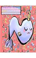 N Composition Notebook: Cute Pastel Coral Monogram Initial Letter N Narwhal Alphabet Animals College Ruled Line Blank Paper Exercise Workbook for Girls Kid/Essential Back t
