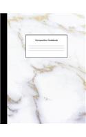 Composition Notebook: College Ruled Blank Lined Composition Book for Students White Gold Specks Marble