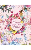 Hexagonal Graph Paper Notebook: Pink Flowers Garden, 1/4 inch Hexagons Graph Paper Notebooks Large Print 8.5" x 11" Game Boards Paper, Math Activities and Coloring Patterns