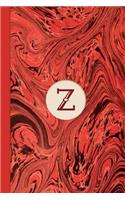 Monogram Z Marble Notebook (Regency Red Edition): Blank Lined Marble Journal for Names Starting with Initial Letter Z