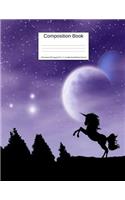 Composition Book 100 Sheets/200 Pages/8.5 X 11 In. Wide Ruled/ Black Unicorn
