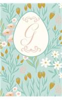 G: Letter G Journal, Easter Flowers, Personalized Notebook Monogram Initial, 6 X 9