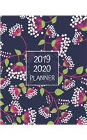 2019 2020: Weekly and Monthly Academic Calendar/Agenda July 2019 - June 2020 Navy with Pink and White Flower Pattern