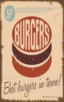 Journal Notebook Writing Diary: Vintage Burger Sign Lined 160 Pages - 8 X 10 Large Journal for Writing in