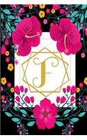 F: Weekly 2020 Planner Floral Monogram Initial - Notebook Journal With Dotted Pages For Woman