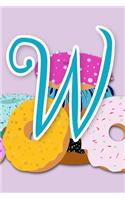 W: Purple Donut Initial Journal for Women, Girls and Teens - ADORABLY UPGRADED INTERIOR INCLUDES DECORATIVE LINED PAGES