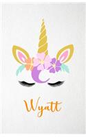 Wyatt A5 Lined Notebook 110 Pages: Funny Blank Journal For Lovely Magical Unicorn Face Dream Family First Name Middle Last Surname. Unique Student Teacher Scrapbook/ Composition Great