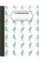 Composition: Book - Wide Ruled - Cute Notebook with Cute Cactus Succulents - Journal for Students / Teachers - 7.44 x 9.81