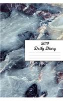 2019 Daily Diary: Glossy Blue & Gray Marble Design Cover January 19