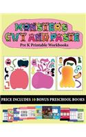 Pre K Printable Workbooks (20 full-color kindergarten cut and paste activity sheets - Monsters)