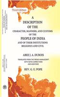 Description of the Character, Manners and Customs of the People of India