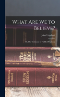 What are we to Believe?