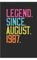 Legend Since August 1987: Dotted Bullet Notebook - 32nd Birthday Gift or 32nd Anniversary Gift Idea