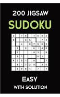 200 Jigsaw Sudoku Easy With Solution: Puzzle Book,9x9, 2 puzzles per page