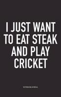 I Just Want to Eat Steak and Play Cricket: A 6x9 Inch Matte Softcover Notebook Diary with 120 Blank Lined Pages and a Funny Sports Fanatic Cover Slogan