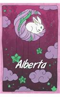 Alberta: personalized notebook sleeping bunny on the moon with stars softcover 120 pages blank useful as notebook, dream diary, scrapbook, journal or gift id